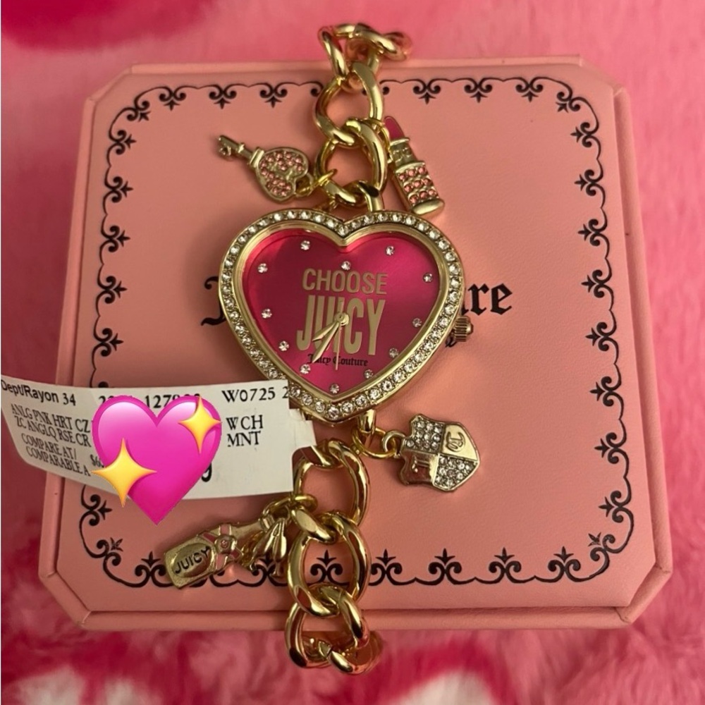 Rare 💖Juicy Couture Heart Watch Charm Bracelet